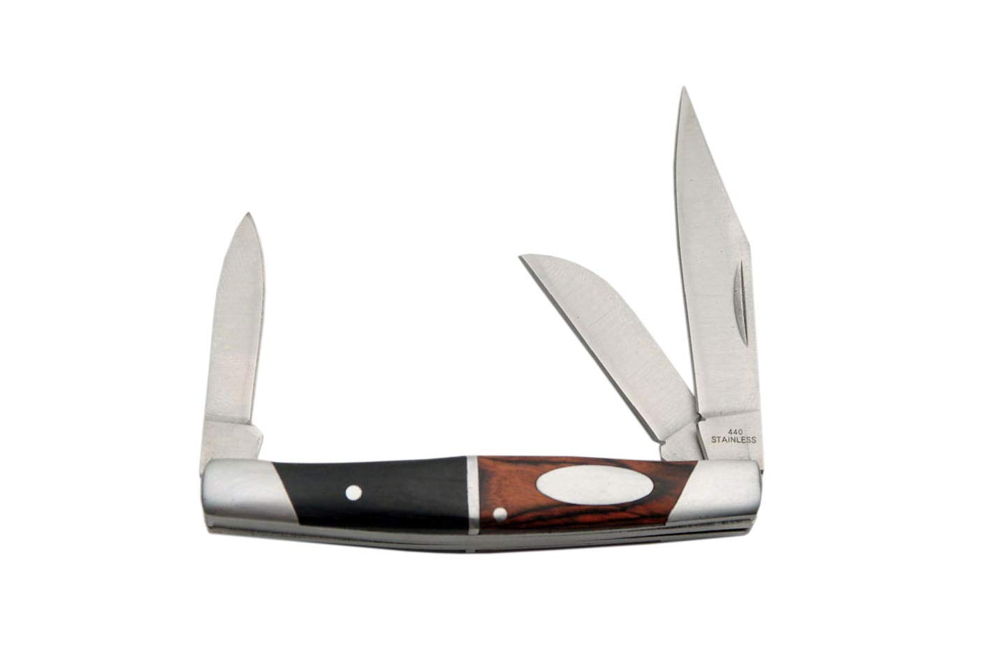 SZCO 3.5" 3 Blade Pen Folding Pocket Knife for Men – Compact EDC Small Pocket Knife with 440 Stainless Steel Blades, Burlwood Handle, Engraving Shield for Collectors