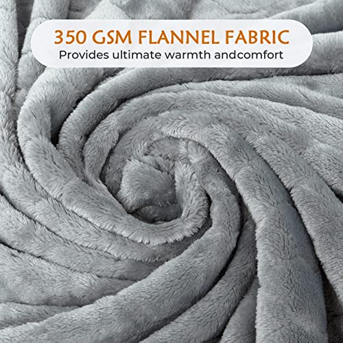 Toonow Fleece Blanket Super Soft Cozy Throw Blanket 50" X 60", Lightweight Fuzzy Comfy Textured Flannel Blanket Warm Plush Throw Blankets For Couch, Sofa, Bed, Light Grey #TOP3