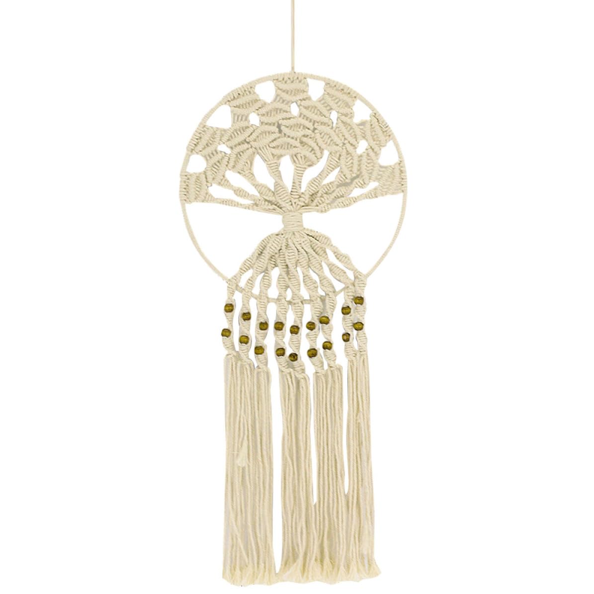 Attrape-rêves Arbre de Vie fait main, le cadeau créatif idéal en coton beige