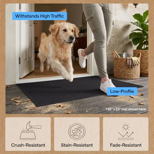 Image of GORILLA GRIP Ultra Absorbent Front Door Mat Outside Entrance 72x24, Traps Dirt and Moisture, HydroABSORB Indoor Outdoor Doormat Holds Up to 2.75 Cups Water, Stain and Fade Resistant Welcome Mat Black