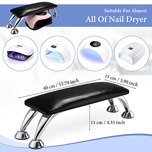 Noverlife Nail Arm Rest Cushion, Microfiber Leather Manicure Hand Rest With Non-Slip Pad For Acrylic Nails, Professional Nail Rest Pillow Foot Rest Table For Diy Salon Nail Technician Use - Black #TOP4