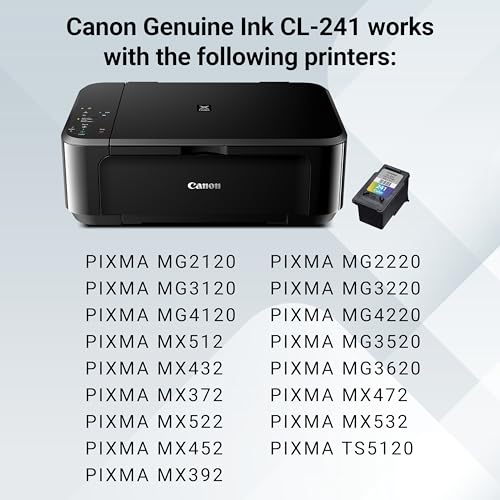 Image of Canon CL-241 Genuine Color Ink Cartridge, Compatible with MG2120 /3120 /4120, MX512 /432 /472 /372 /392 /522 /532 /452, MG2220 /3220 /4220 /3520 /3620, TS5120
