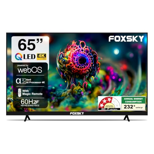 Foxsky 165 cm (65 inch) Frameless Series 4K UHD QLED WebOS FS65GATV (Black)