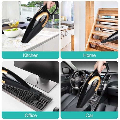 Image of Bergmann Stunner Cordless Vacuum Cleaner for Car & Home | 150W Powerful Suction | Dual Mode - 7500mAh Rechargeable Battery & 12V DC Car Port | Stainless Steel Hepa Filter | Mirror Finish | Black