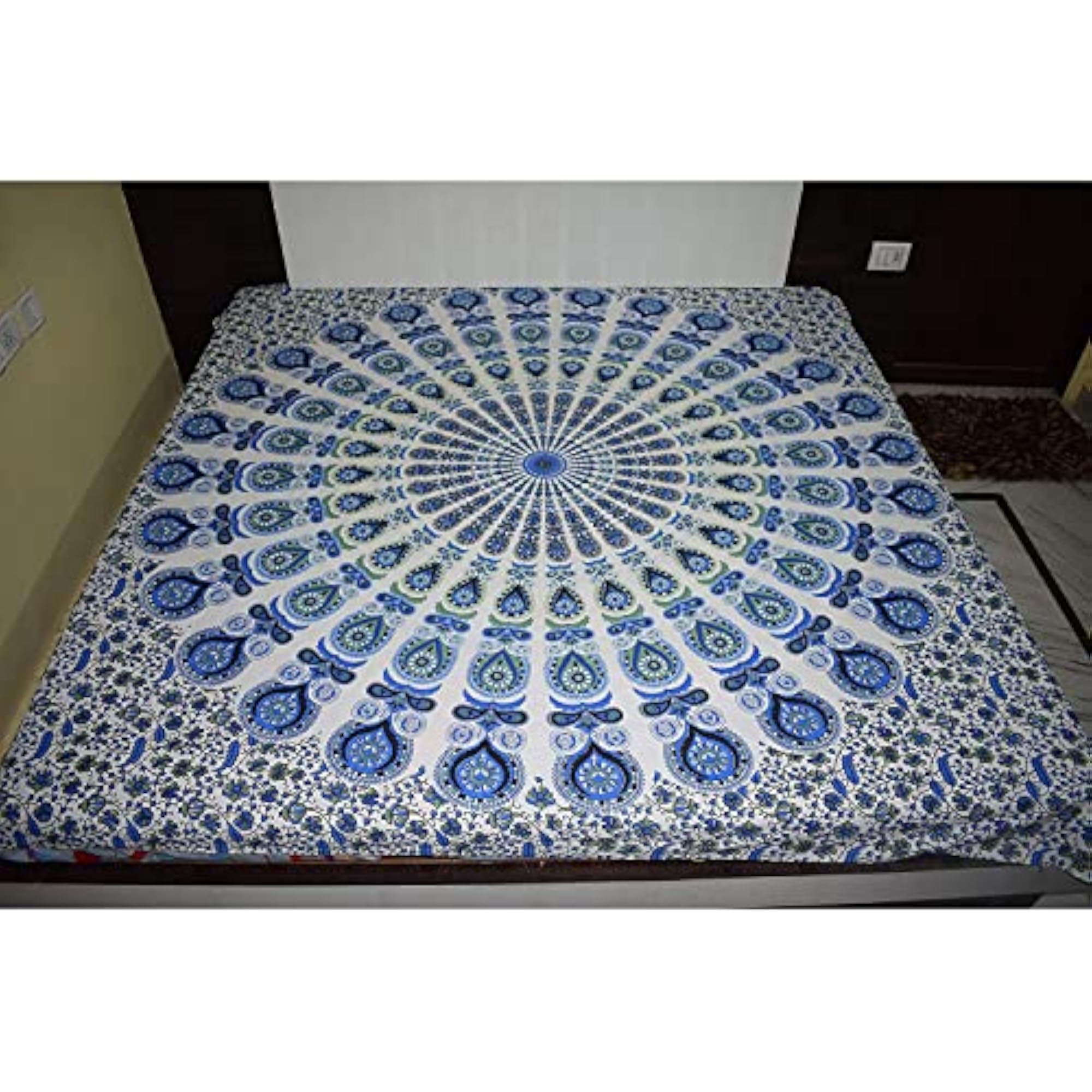 Peacock Wing Indian Mandala Bohemian Art Wall Hanging Bedspread