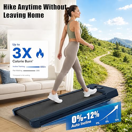 Image of PACEROCKER Walking Pad Treadmill for Home & Office, 9-Level 12% Auto Incline, 450 lbs Capacity, Built-in Bluetooth Speaker, Compact Under Desk Treadmill for Walking & Hiking