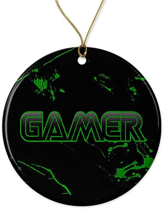 Gamer Paint Splatter Gaming Geek - Adorno navideño para árbol de Navidad, adorno de Navidad, decoración de Navidad, adorno 2023 para él, esposa,