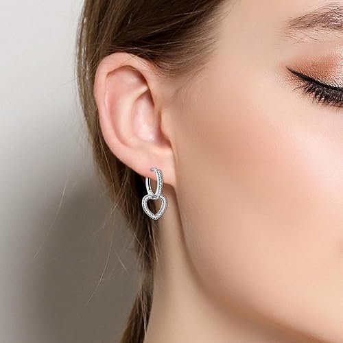 Miniatura 3 de Aretes colgantes para mujer, aretes colgantes de plata de ley 925 para mujer, aretes colgantes de plata con circonita cúbica para mujer, aretes de