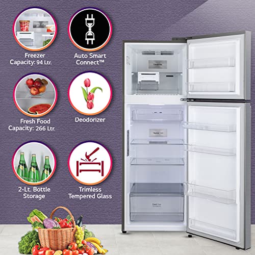 Image of LG 360 L 3 Star Frost-Free Smart Inverter Wi-Fi Double Door Refrigerator Appliance (GL-T382VPZX, Shiny Steel, Convertible & Door Cooling+, 2022 Model)