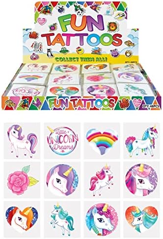 Henbrandt 24 x Girls UNICORN Temporary Tattoos Children's Birthday Party Bag Filler