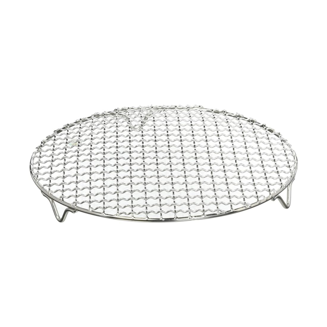 Nukinp Multi-Purpose Round Stainless Steel Cross Wire Steaming Cooling Barbecue Rack/Carbon Baking Net/Grill/Pan Grate with Legs(10Inch Dia)