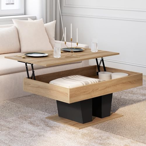 Table basse plateau relevable rectangulaire ELIAD bois et - vue 3