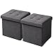 WOLTU Lot de 2 Tabouret Cube de Rangement Repose Pieds Pliant,Couvercle Amovible siège en Lin, 37,5x37,5x38cm (L x L x H),Gris Foncé SH06dgr-2