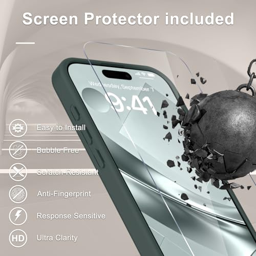 Image of YENAPOON for iPhone 17 Pro Max Case, Matte Magnetic Phone Cover [with 1 Screen Protector] [Support for MagSafe] [Shockproof Military Grade Protection] Translucent Frosted Back, Gray