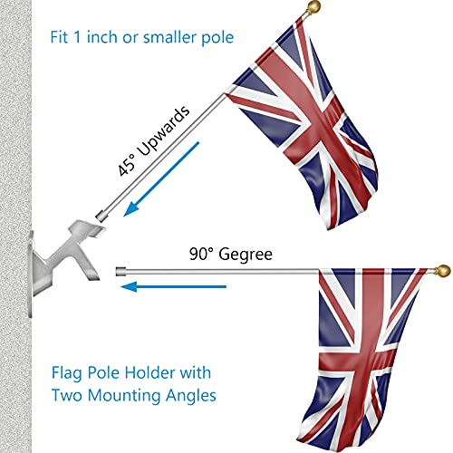 Flag Holder, Flag Bracket, Heavy Duty House Flag Pole Holder Bracket, Aluminum Mount - Stainless Steel Hardware - Strong And Rust Proof - 1" Inner Diameter (Silver-1Pack) #TOP2