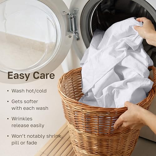 Image of 2-Pack Soft Natural 100% Cotton Sateen XL Twin Sheets Sets, Bright White