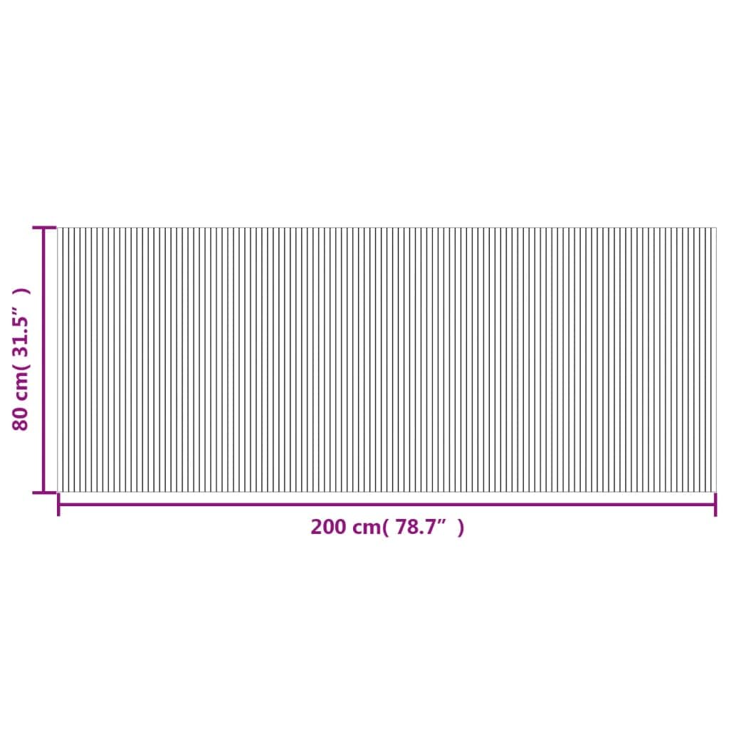 Tapis rectangulaire naturel clair 80x200 cm bambou