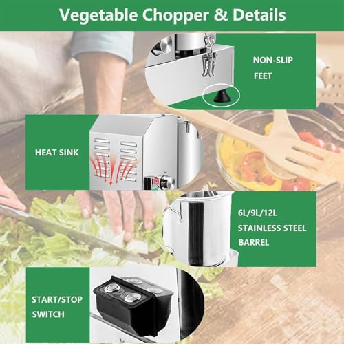 Procesador de alimentos comercial, picador y mezclador de verduras multifuncional, licuadora de acero inoxidable con diseño desmontable para una fácil limpieza