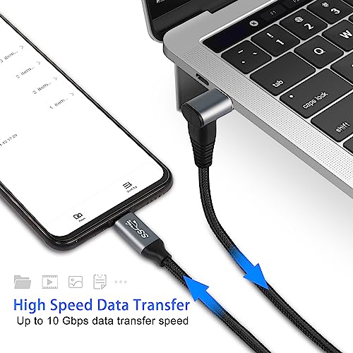 GELRHONR 90 Degree USB C to C Cable 10Gbps, 100W PD Fast Charging, 4K@60Hz Video, USB 3.1 Gen 2, Compatible with Steam VR - Image 4