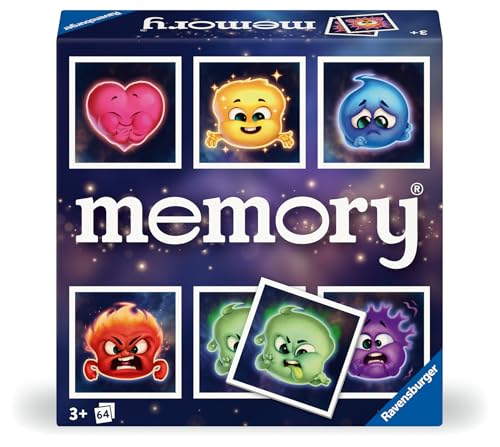 Ravensburger -Memory Emociones, Juegos de Mesa Niños 3 Años o más, 2-8 Jugadores, Regalo Niño 3 años, Juegos de Mesa Familia; 64 Cartas con Diferentes Emociones