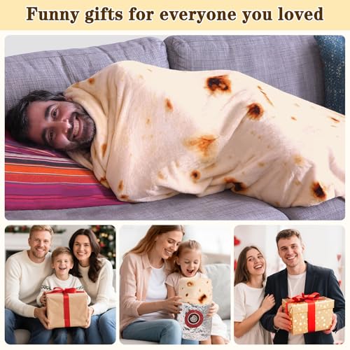 Image of mermaker Sherpa Burritos Tortilla Throw Blanket 71 inches for Adult Teen and Kids, Giant Funny Realistic Food Blankets, Novelty Soft Warm Sherpa Flannel Taco Blanket