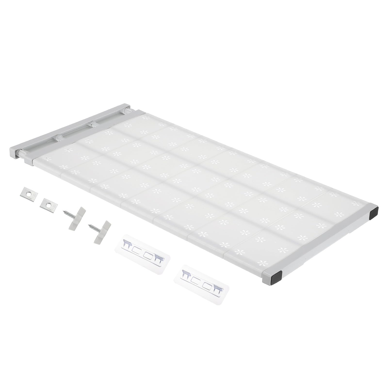 sourcing map Expandable Closet Tension Shelf 73cm to 125cm Adjustable Closet Organizer 2.5cm x 35cm Flower Pattern Storage Rack for Wardrobe Cupboard Kitchen Bedroom