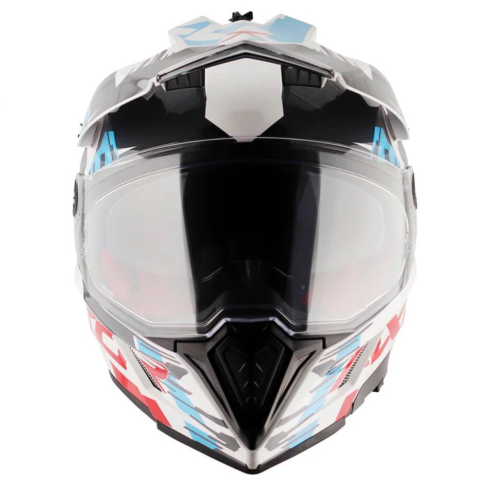 AXOR X-Cross Dual Designed X1 Azul Rojo - Casco de Moto Trail Adventure, Off Road con Visor Solar Homologado ECE 22.06
