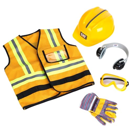 Theo Klein 3224 Cat Gilet de Chantier avec Casque Gants Lunettes Casque Anti-Bruit Le Gilet Va des Enfants Entre 3 et 6 Ans Dimensions : 43 cm X 38 cm X 14 cm...