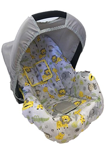 Capa para Bebe Conforto Safari, Multimarcas sem Bordado, Alan Pierre Baby, Branco e Amarelo