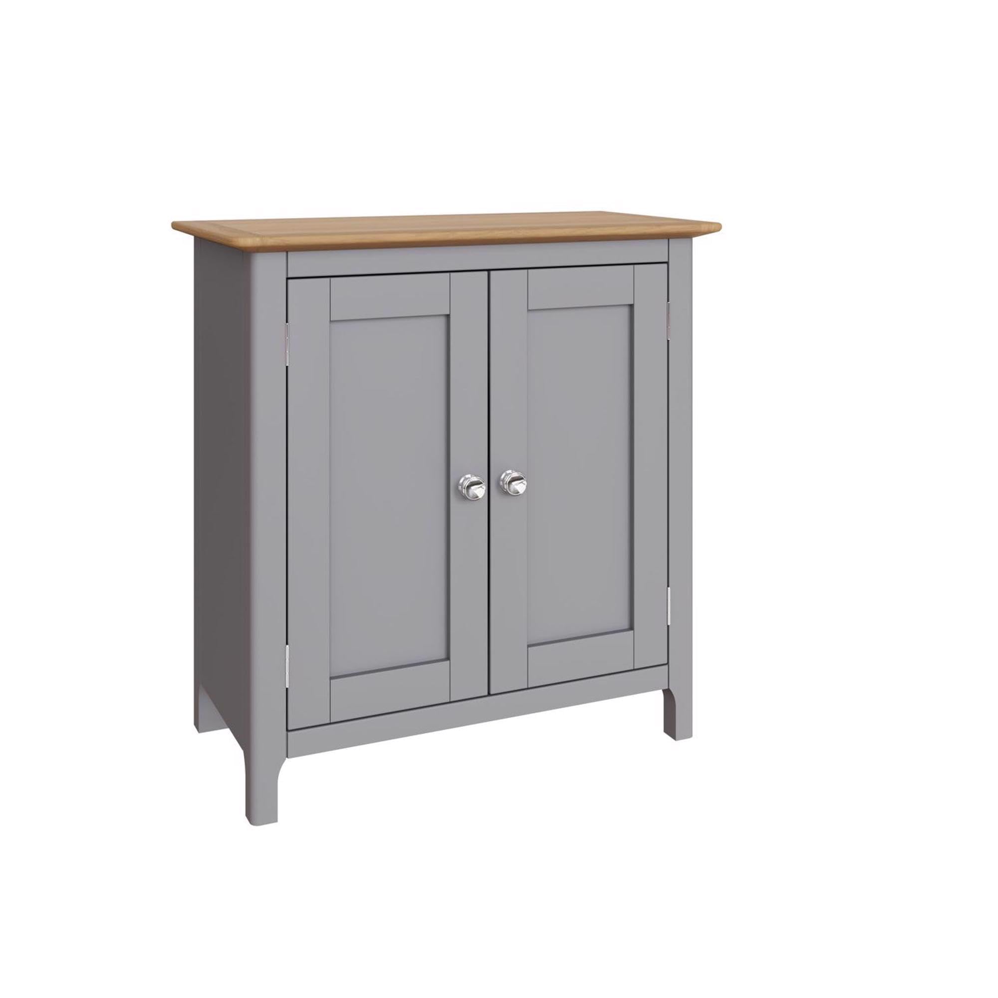 FWStyle Dove Grey Oak 2 Door Compact Sideboard - H67 X W65 X D33cm