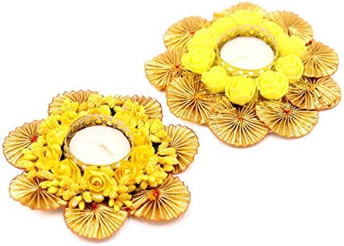 Flower Candle Diya Tealight Candle Holder for Diwali/Puja/Festivals/Home Decor (Set of 2)