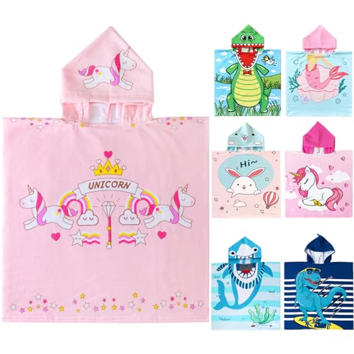 Image of NovForth Kids Beach Towel for Boys Girls, Hooded Bath Towel Wrap, Toddler Pool Towel with Hood