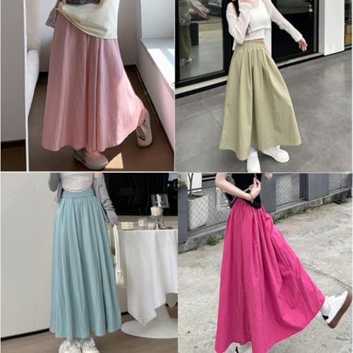 Monkay Cotton Linen Maxi Skirt for Women High Waist Elastic A-Line Flowy with Pockets Lightweight Basic Fashion Chic Beach3
