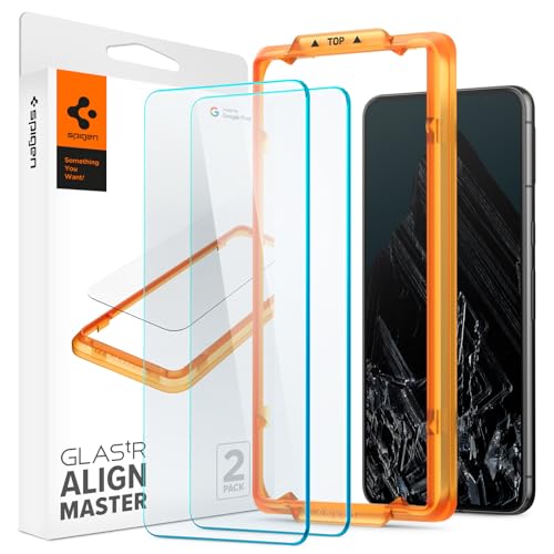Spigen AlignMaster Verre Trempé Compatible avec Google Pixel 8 Pro, 2 Pièces, Installation Facile, Résistant aux Rayures, Clair, Dureté 9H