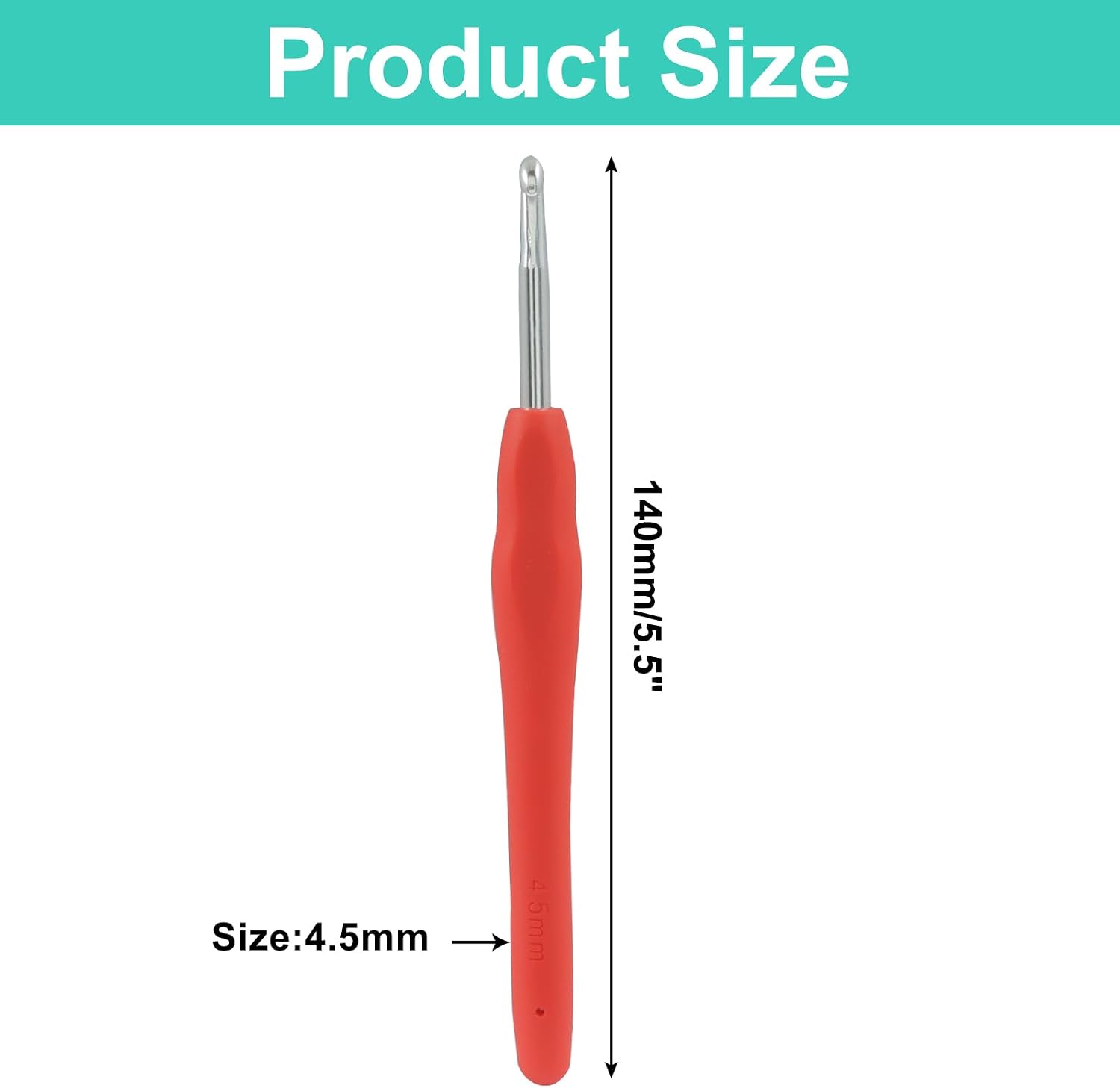 Zorveiio 4.5mm Crochet Hooks, 8Pcs, Red