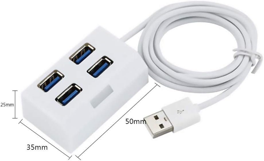 4 Ports Mini USB 2.0 HUB Splitter Elaborate Manufacture Prolonged Durable Adapter External Converter for Laptop Desktop (Color : Black) (White)