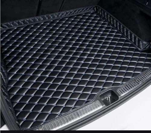 Car Boot Liner Mat for Land Rover Range Rover Evoque II (L551) 2019-2022, Durable Leather Trunk Mats, Dust-Proof Flat Side Waterproof Non-Slip Carpet Lining Cover,G Black-Blue line
