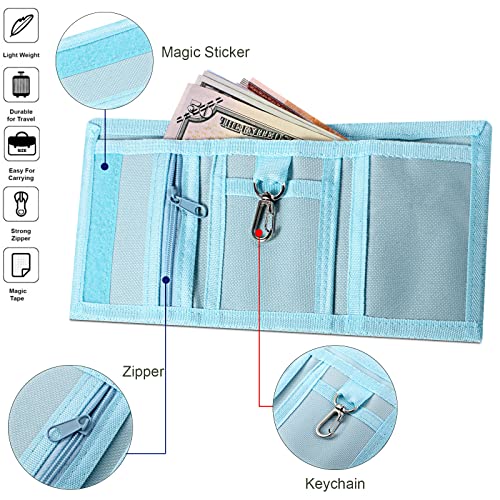 3 Pieces Kid Wallets For Girls Boys Ages 6-18 Canvas Trifold Wallets With Sticker And Zipper Pocket For Teens Birthday Christmas Gift (Pink, Purple, Green, Mermaid Style) #TOP4