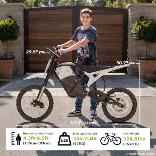 Image of Windone RM7 Pro Electric Dirt Bike, 60V 20.8Ah, 45MPH Max Speed Electric Motorcycle, 4000W Ebike, 14 inch /12 inch Off-Road Tire E-Bike, Dual Hydraulic Brakes, Full Suspension, Fit Age 13+