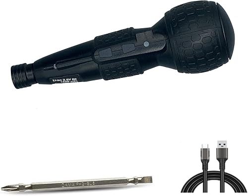 3.6V Cordless Electric Screwdriver USB-C Rechargeable LED Kit BLK | Compact 3.6V cordless screwdriver with USB-C charging, LED light, and 2-in-1 manual/electric mode for DIY repairs