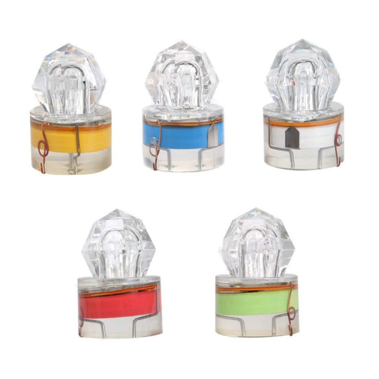 Abaodam 5Pcs LED Underwater Fishing Lure Light Bait Attractor for Night Fishing Deep Sea and Freshwater Use Red Blue White Green Colorful