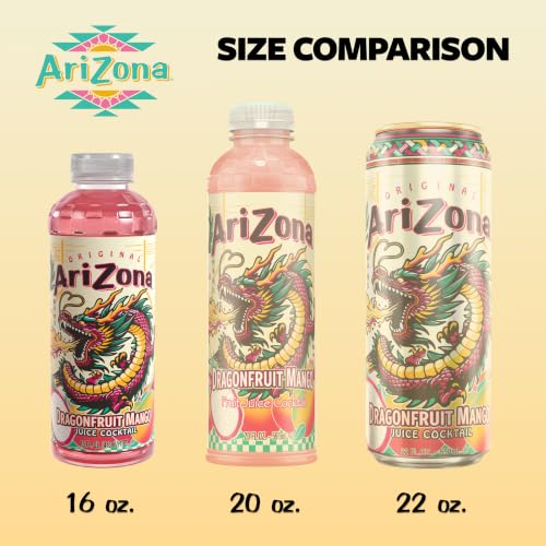 Image of AriZona Dragon Fruit Mango - Fruit Juice Cocktail - 16 Fl Oz (Pack of 12)