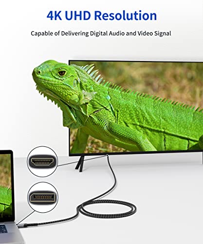 Jsaux NZDPTHD-1 4K Displayport To Hdmi Cable Adapter 10Ft, Dp To Hdmi Male Video Uhd 4K@30Hz/2K@60/1080P@120 Nylon Dp To Hdtv Uni-Directional Cord For Dell thumb #7