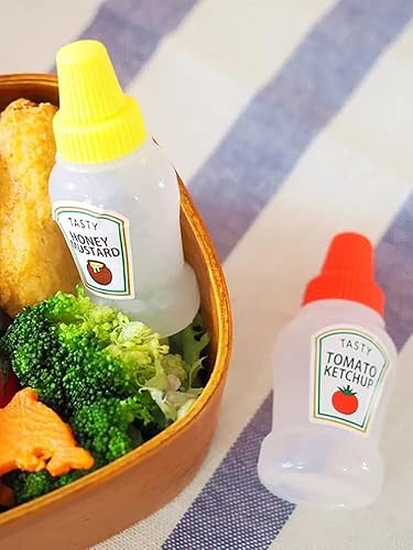 Miniatura 5 de 4 pares de mini botellas de ketchup para accesorios de caja Bento, 0.8 onzas líquidas, botellas vacías de salsa de tomate japonesa para aderezo de