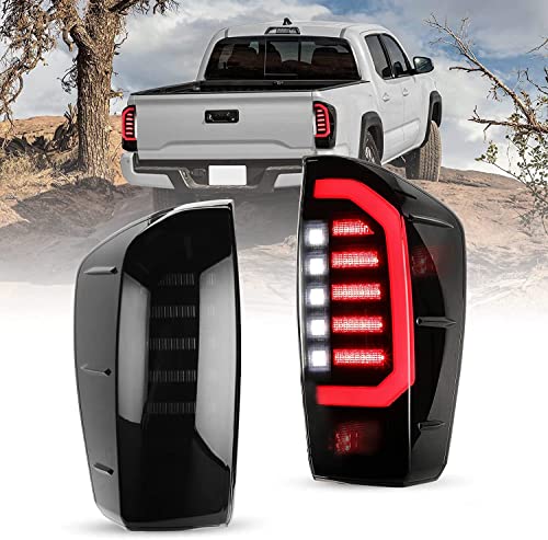 vvavv LED Brake Tail Light Rear Lamp Fit for 2016 2017 2018 2019 2020 2021 2022 2023 Toyota Tacoma New upgrade with Brake/Turn Signal/Reverse Lamp/Running Lights Smoked A pair