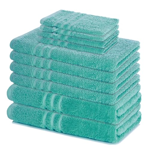 Lavea® Lot de Serviettes de Bain 10 pièces – 100% Éponge de Coton – 4 Serviettes de Toilette, 2 Serviettes de Douche, 2 Serviettes Invité, 2 Gants de...