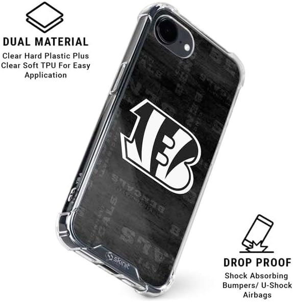 Skinit Clear Phone Case Compatible with iPhone 16e - Officially Licensed NFL Cincinnati Bengals Black & White Design