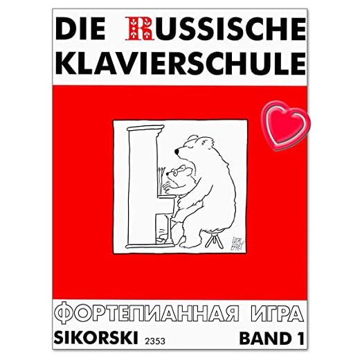 La escuela de piano ruso banda 1 – los elementos más importantes del juego de piano en poco tiempo – con colorido clip de partituras en forma de corazón