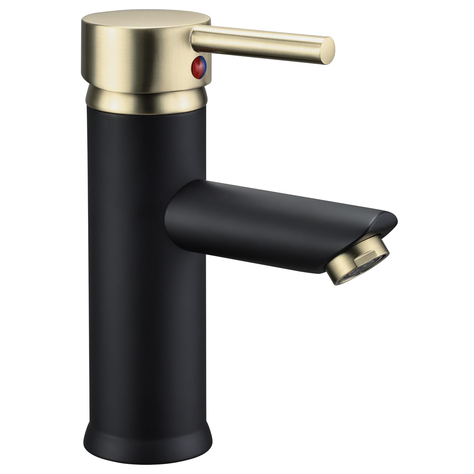 Hapilife Waschtischarmatur Bad Waschbecken Armaturen Schwarz und Gebürstet Gold Waschtischarmaturen, Monobloc Einhebel Heiß und Kalt Mono Waschraum Bad Wasserhahn mit UK Standard Schläuchen, Modern