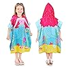 Catalonia Mermaid Hooded Bath Towel for 2 to 6 Years Girl,100% Cotton Water Absorption Beach Poncho Swim Changing Robe, Sand Proof